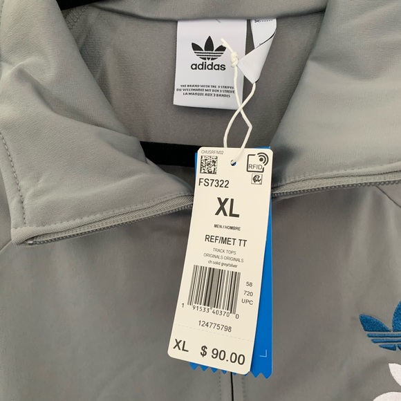 Grey red white blue large trefoil track jacket - Picture 3 of 7